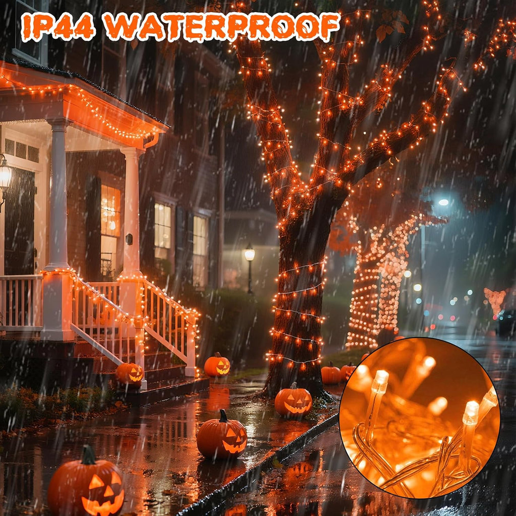 66Ft 200LED Orange Christmas Tree Lights Halloween Light Plug in