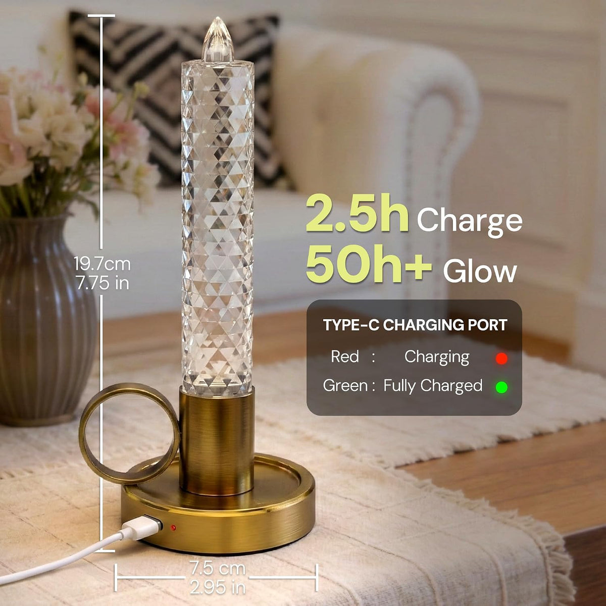 L LOHAS LED Flameless Candles, 3 Level Brightness Adjustable, Rechargeable