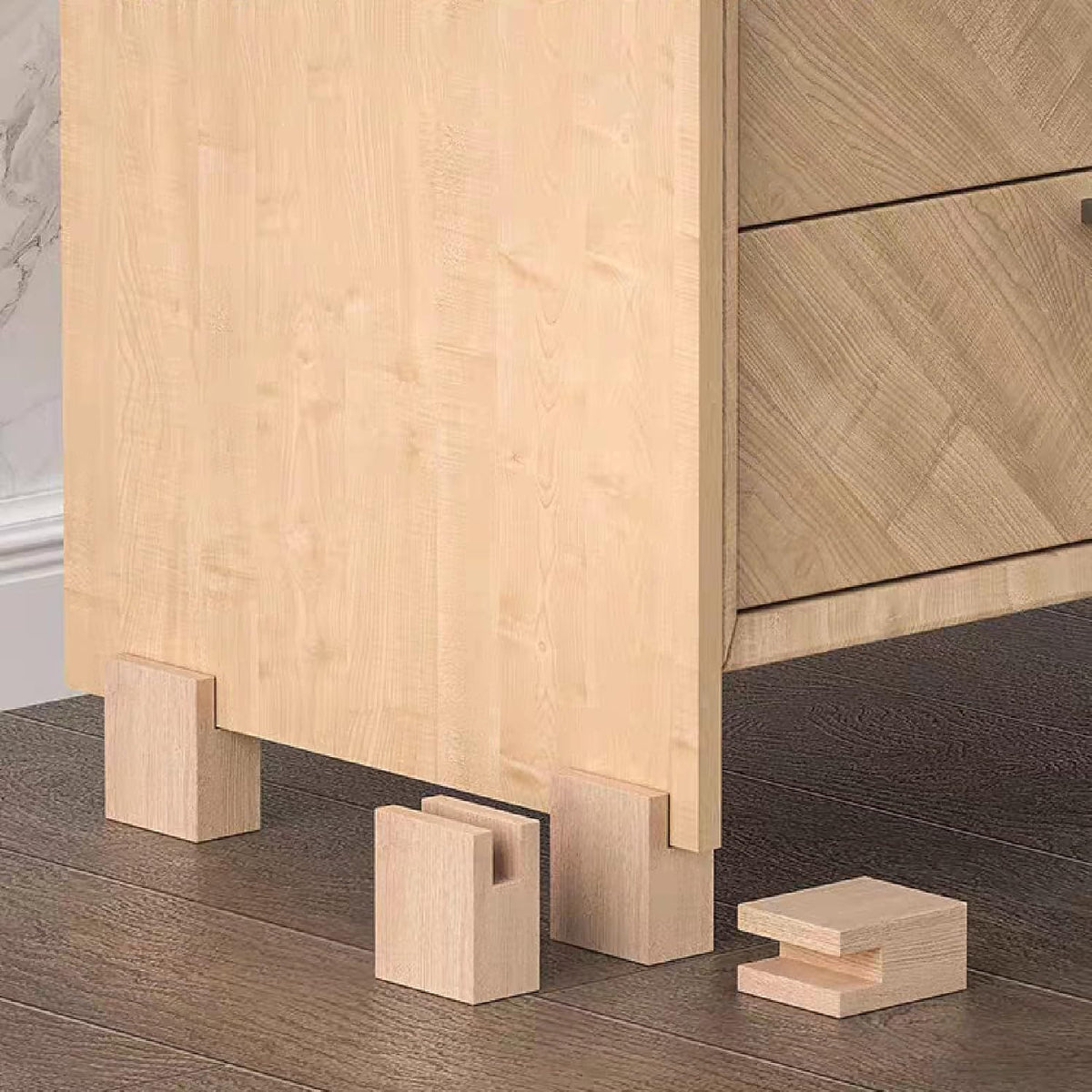 2PCS Bed Risers Furniture Riser Heavy Duty Bed Lifts in Heights of 4Inches (add Height 10cm)