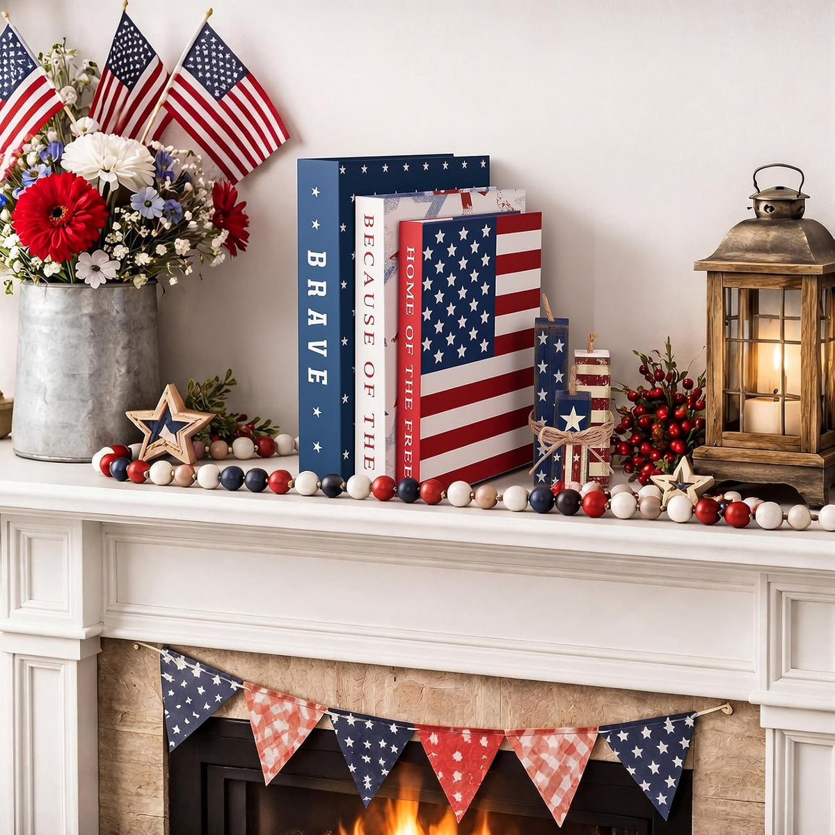 Thyle Decorative Books Fake Faux Aesthetic Coffee Table Books Decoration for Living Room Bedroom Office Shelf Bookshelf Decor,4th of July,Paper