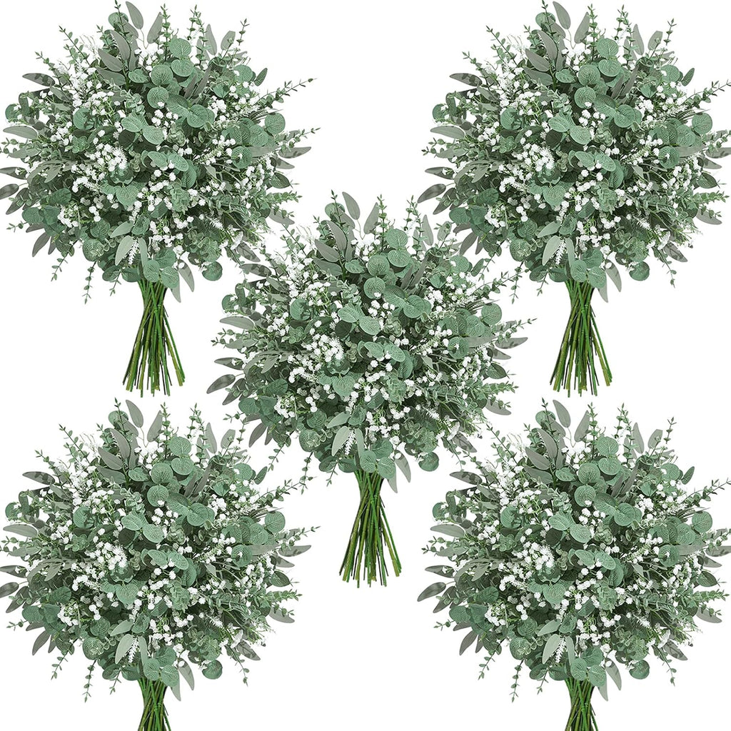 150Pcs Greenery Eucalyptus Stems &Baby Breath Artificial Flowers