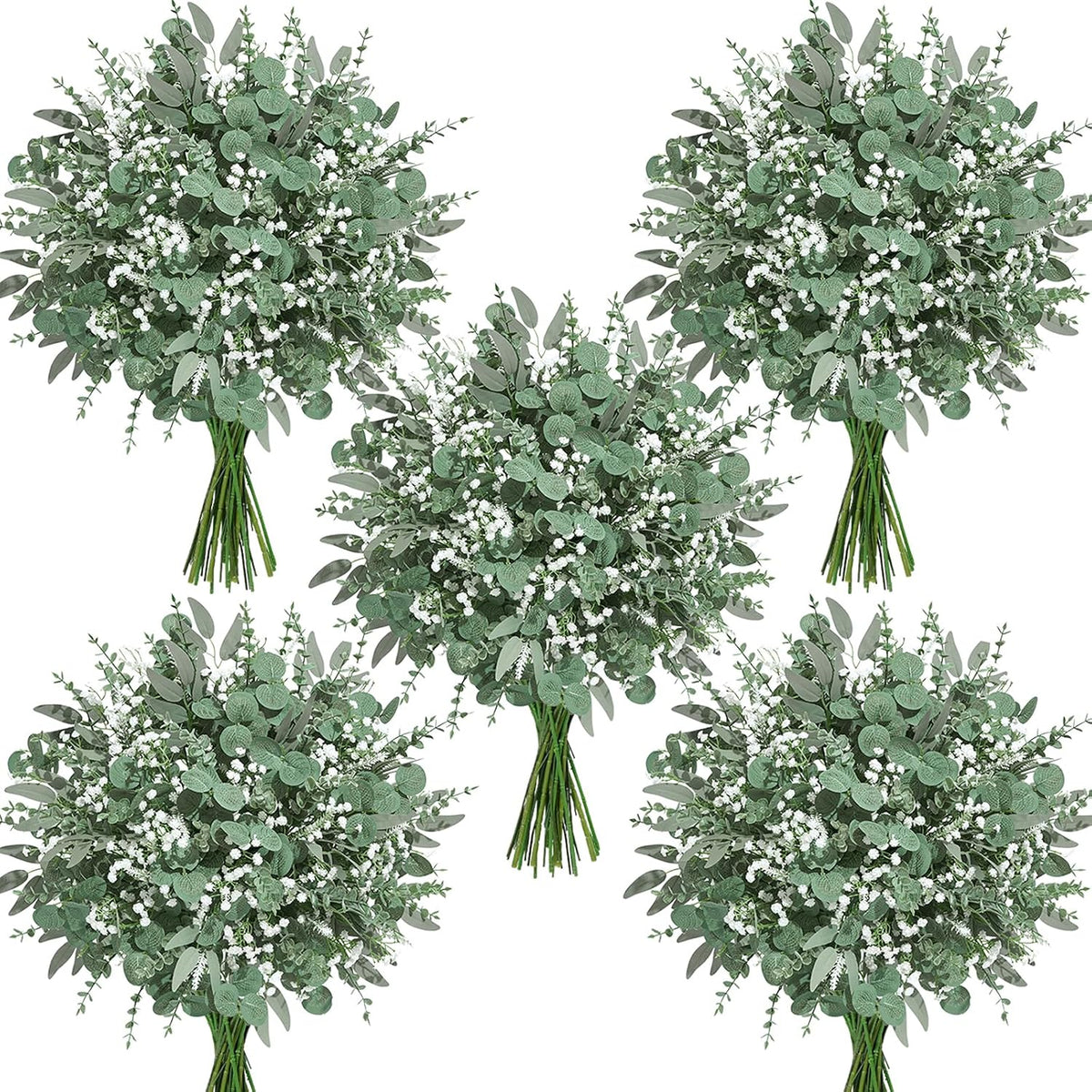 150Pcs Greenery Eucalyptus Stems &Baby Breath Artificial Flowers