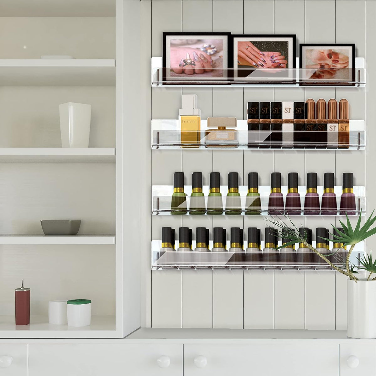 8 Pack 15 Inch Clear Acrylic Floating Wall Shelves, Kids Bookshelf