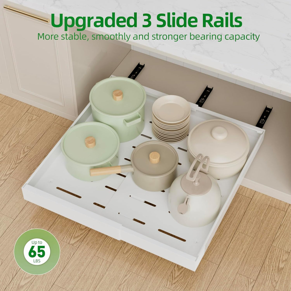 PAKETA 1 Pack Expandable Pull Out Cabinet Organizer,21" Deep