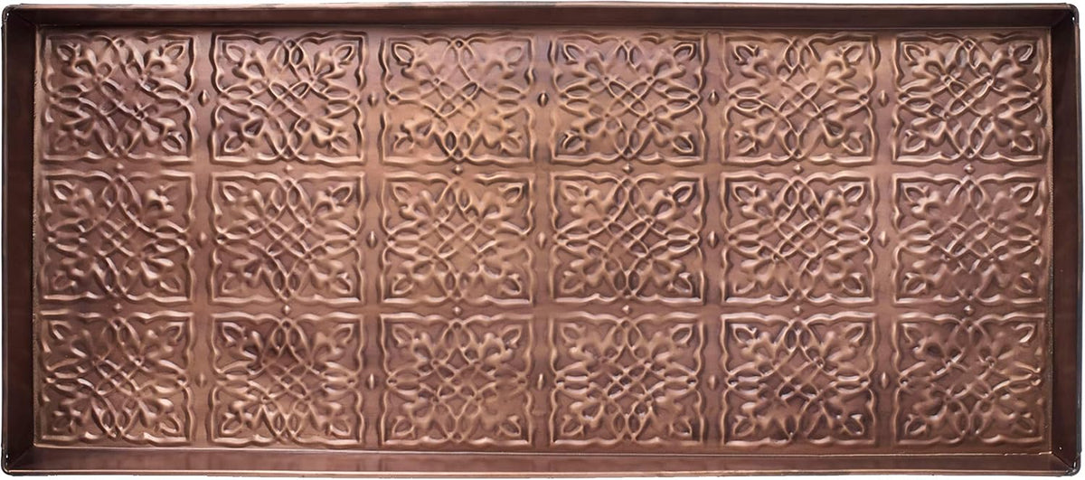 HF by LT Tangier Pattern Enamel Boot Storage Tray, 30 x 13 inches, Antique Copper Finish