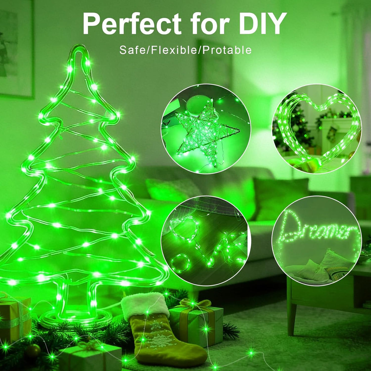 AIKEI 6 Pack Fairy Lights with Timer Battery, 8 Modes with Remote,Green