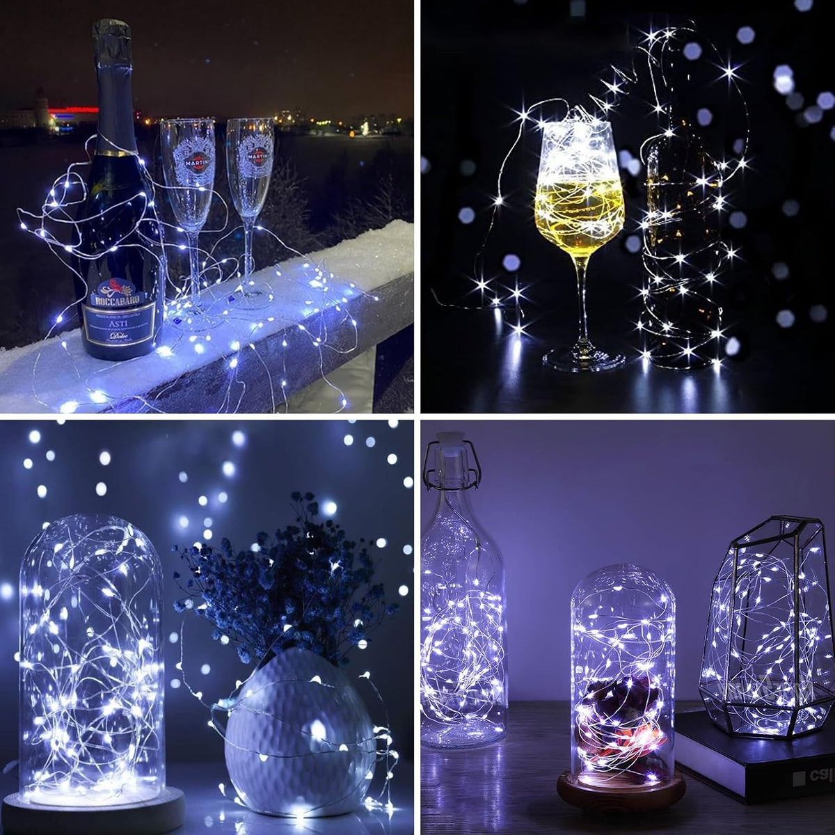 ZGWJ 12 Pack Fairy Lights Battery Operated, 7ft 20 Mini LED Fairy String Lights Silver Wire 3 Modes for DIY, Parties, Wedding, Bedroom, Halloween Christmas Decoration Mixed-Color