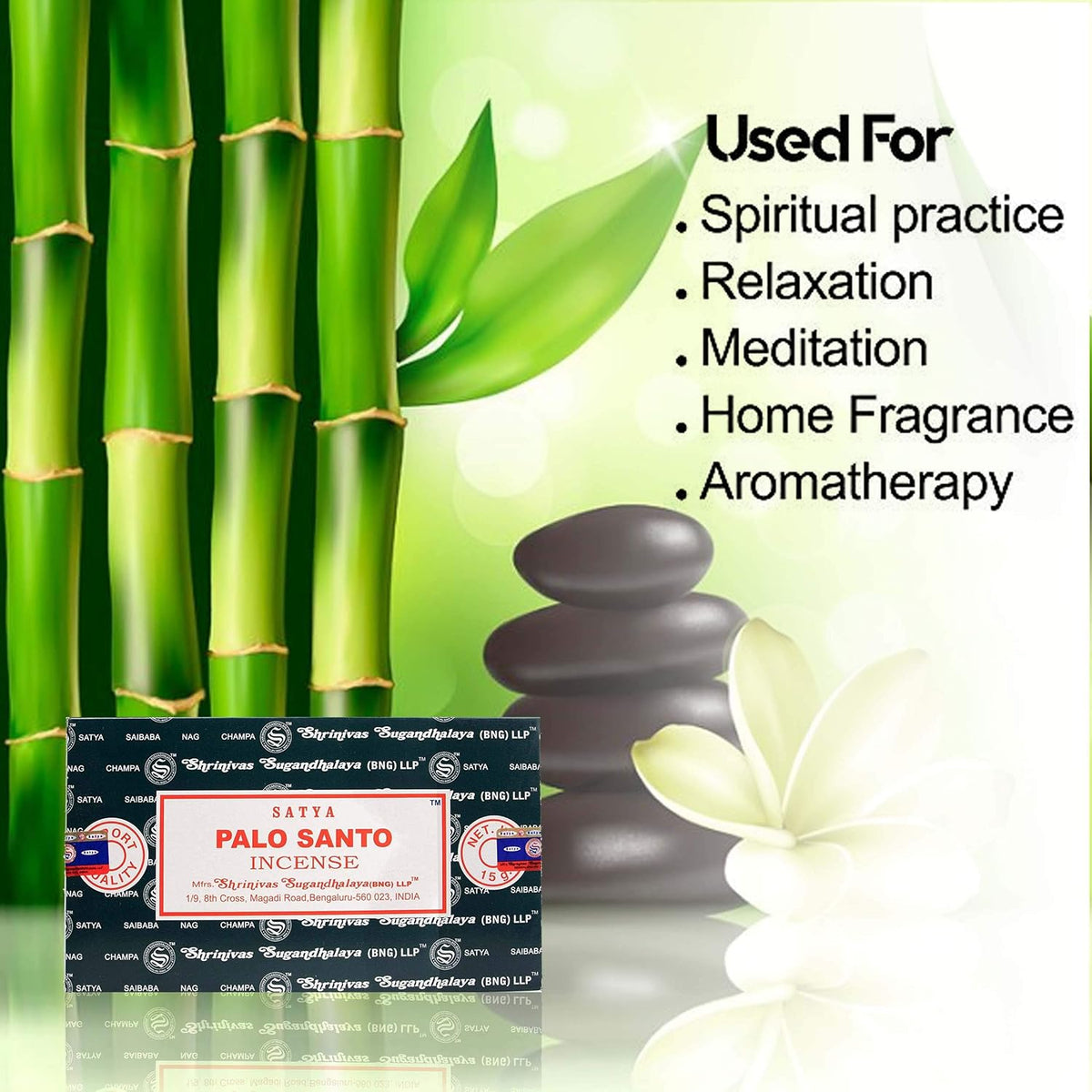Nag Champa Incense Stick Packs - Hand Rolled & Non-Toxic - Perfect for Meditation and Yoga - Home Fragrance Gift Pack - 15g, Set of 12 Packs (Palo Santo)