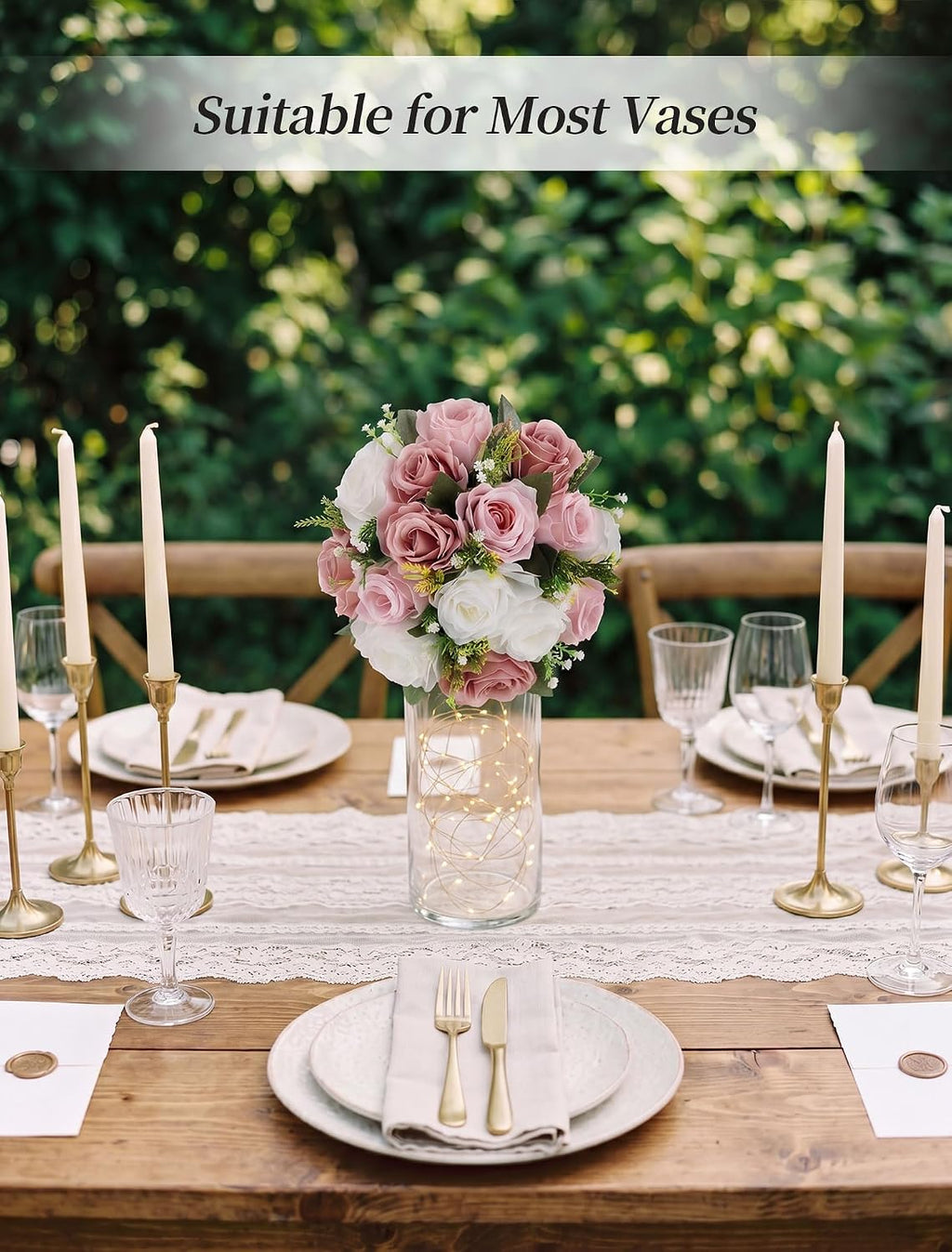 BLOSMON Dusty Rose Flowers Decoration: 2 Pcs Pink Artificial Flowers Balls for Wedding Dinning Table Centerpieces - Fake Silk Kissing Floral Arrangement for Home Party Event