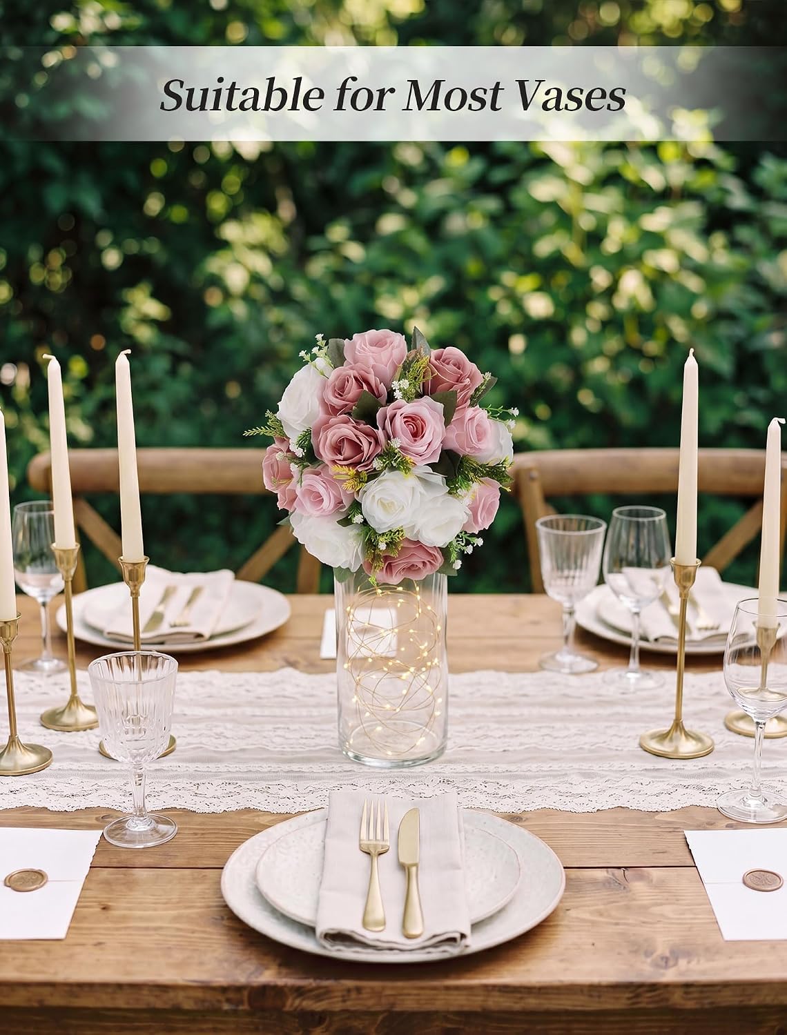 BLOSMON Dusty Rose Flowers Decoration: 2 Pcs Pink Artificial Flowers Balls for Wedding Dinning Table Centerpieces - Fake Silk Kissing Floral Arrangement for Home Party Event