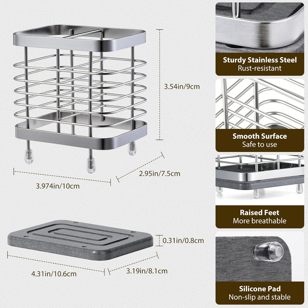 Shinowa Toothbrush Holder Wall Mounted for Bathroom 2 Slots, Silver