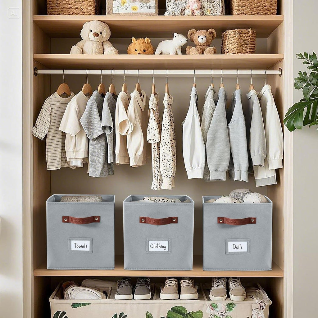 DECOMOMO Storage Bins, Cube Storage Bin with Labels