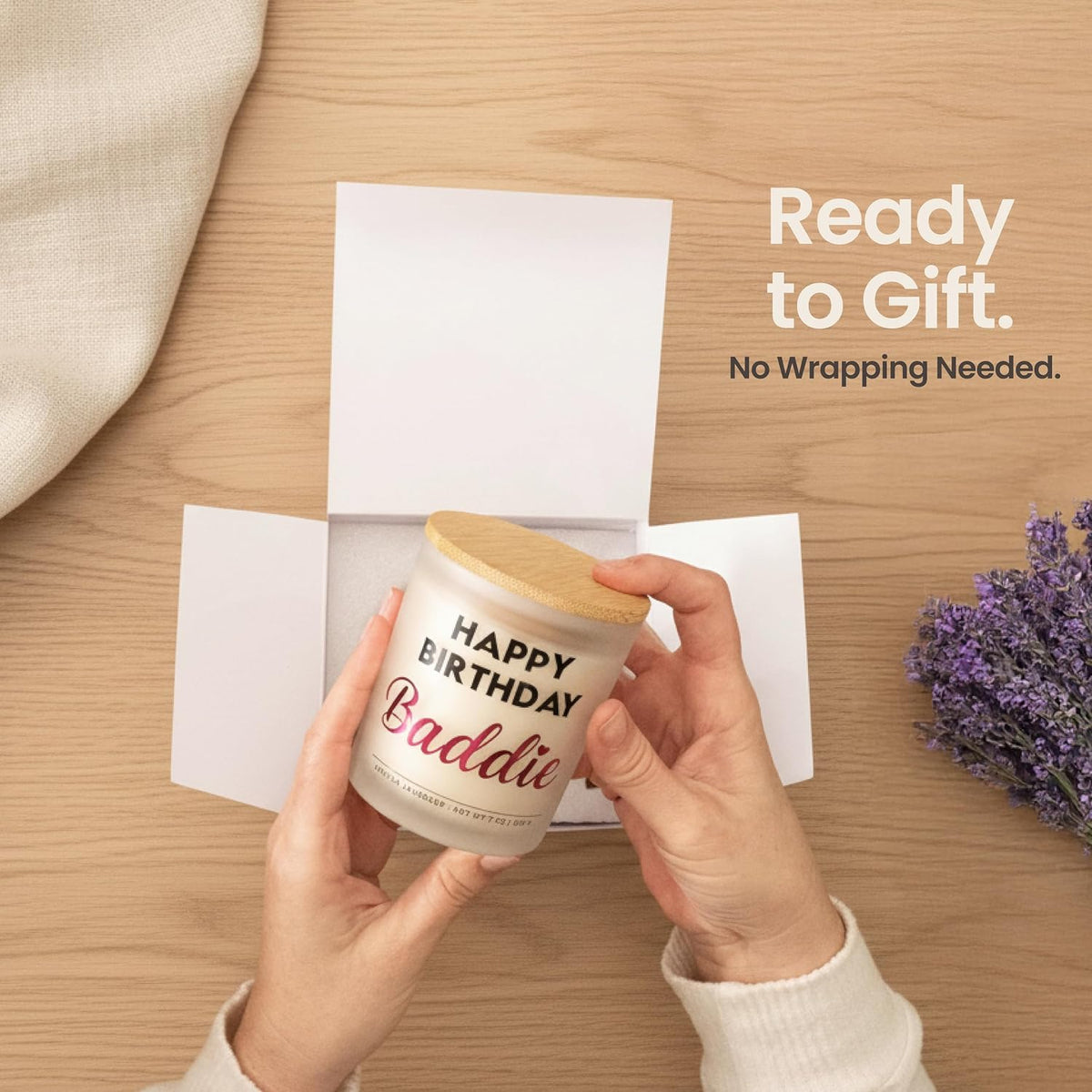 Happy Birthday Baddie Candle Gift Set - Funny Birthday Gifts for Women