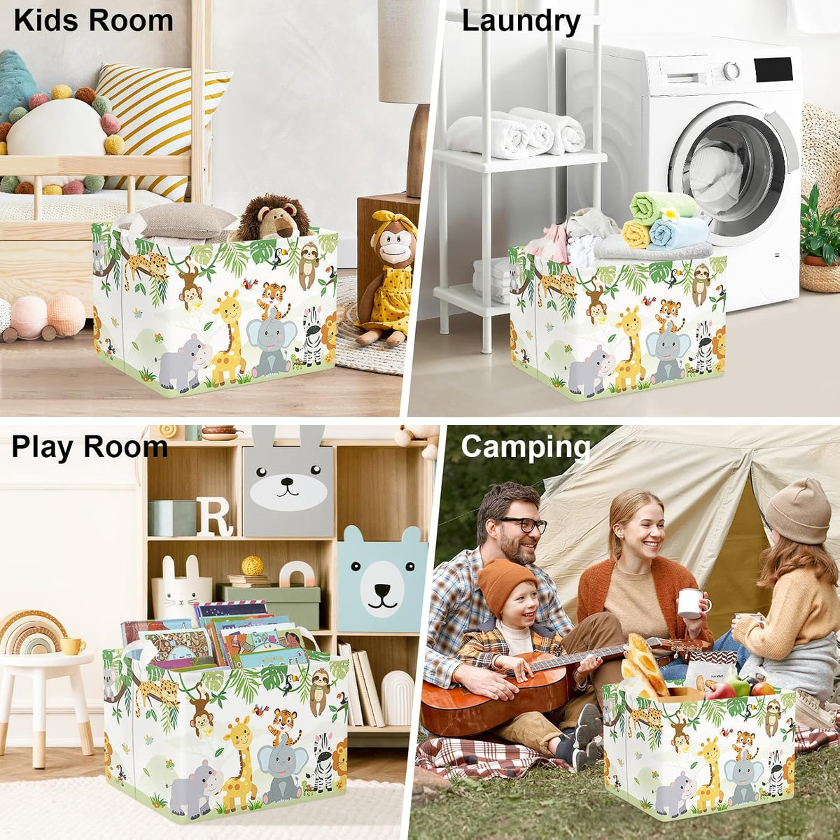 Clasty Animal Kid Storage Basket Foldable Laundry Hamper, 36L Tiger