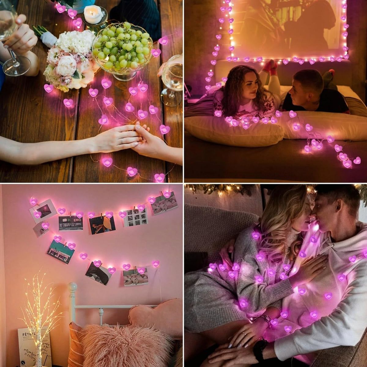 Pink Heart Fairy Lights Battery Operated 10FT 30LED Valentines String Light