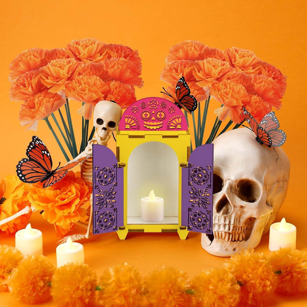 Chunful 27 Pcs Dia De Los Muertos Ofrenda Altar Decorations Wood Shadow Box