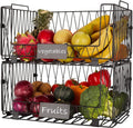 2 PACK XXL Stackable Wire Baskets for Pantry Organization and Storage
