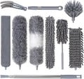 Dusters for Cleaning, Feather Duster Set, 10PCS Duster with Extension Pole Up to 100'' - Extendable, Bendable, and Washable for Ceilings, Chandeliers, and Furniture