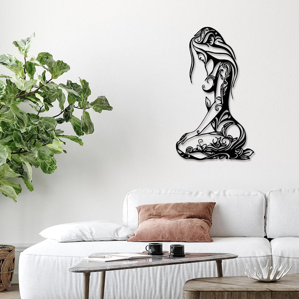Xedatric Abstract Metal Wall Art Minimalist Line Sculpture for Home.Black.