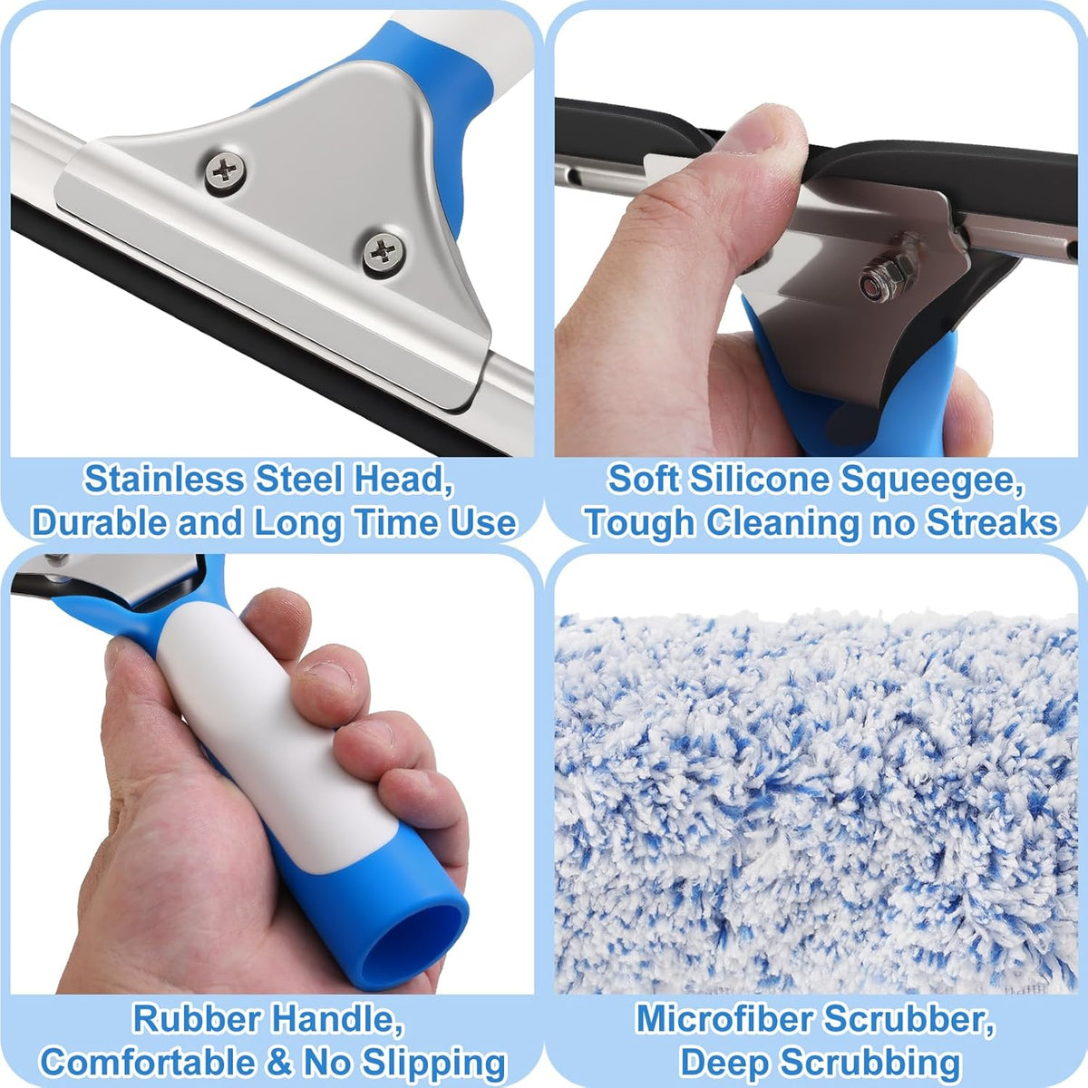 Mitclear 77'' Long Squeegee Window Cleaner Tool for Indoor Outdoor Windows
