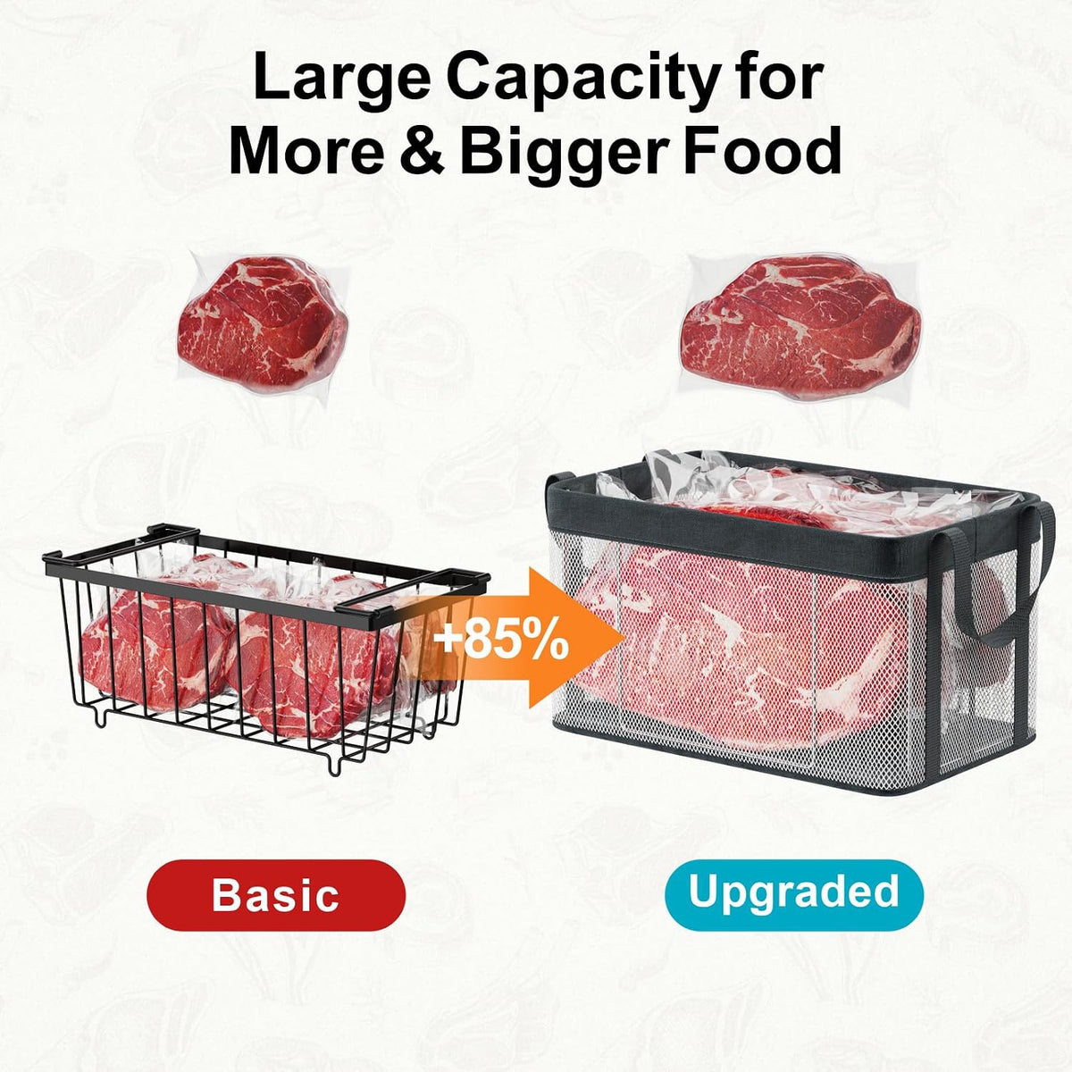 iSPECLE Chest Freezer Organizer - Large Baskets for 5-7 Cu.Ft, 3 Pack