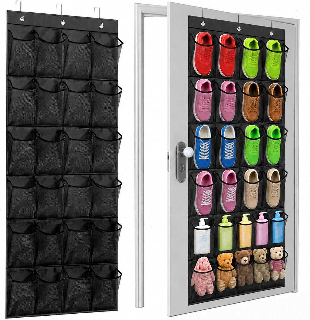 Over The Door Shoe Organizer with 24 Large Breathable Mesh Pockets