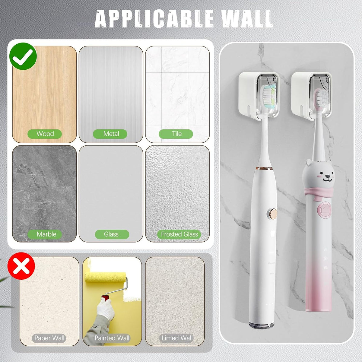 4 Pack Mini Toothbrush Holder Wall Mounted with Cover, Single Slot Toothbrush Storage Organizer for Shower, Compact Toothbrush Holders for Bathroom & Travel, Ideal for Family Tooth Brushes