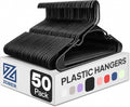 Zober Black Plastic Hangers 50 Pack, Clothes Hangers Plastic