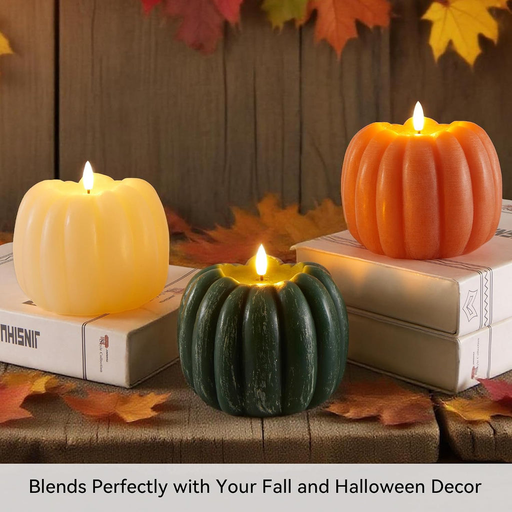 Fall Decor, Fall Decorations for Home, Flameless Pumpkin Candle, Orange