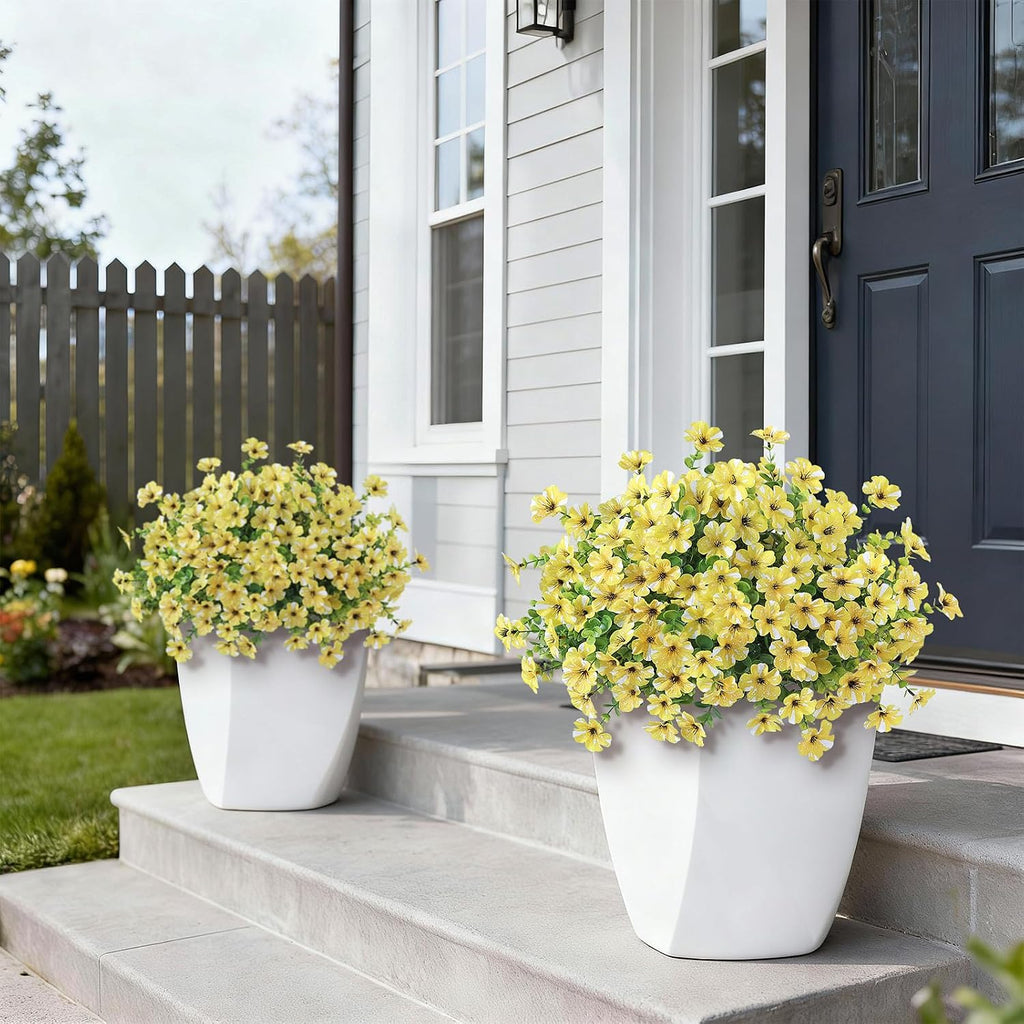 2Set Artificial Eucalyptus Flower Topiary Tree for Front Porch(Yellow)