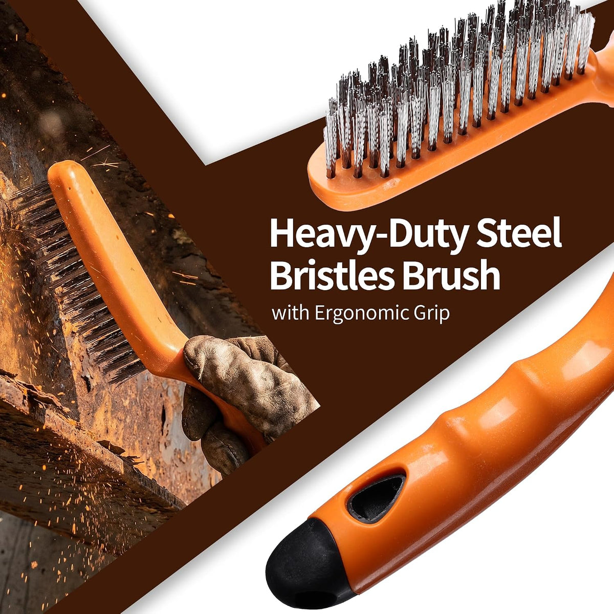 Wire Brush Set 9PCS - Heavy Duty Steel Metal Brush for Rust Removal