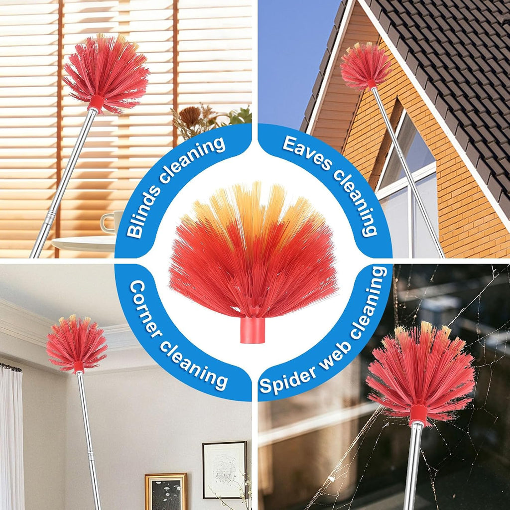 Cobweb Duster with Extension Pole, Medium Stiff Bristles Cobweb Duster Head