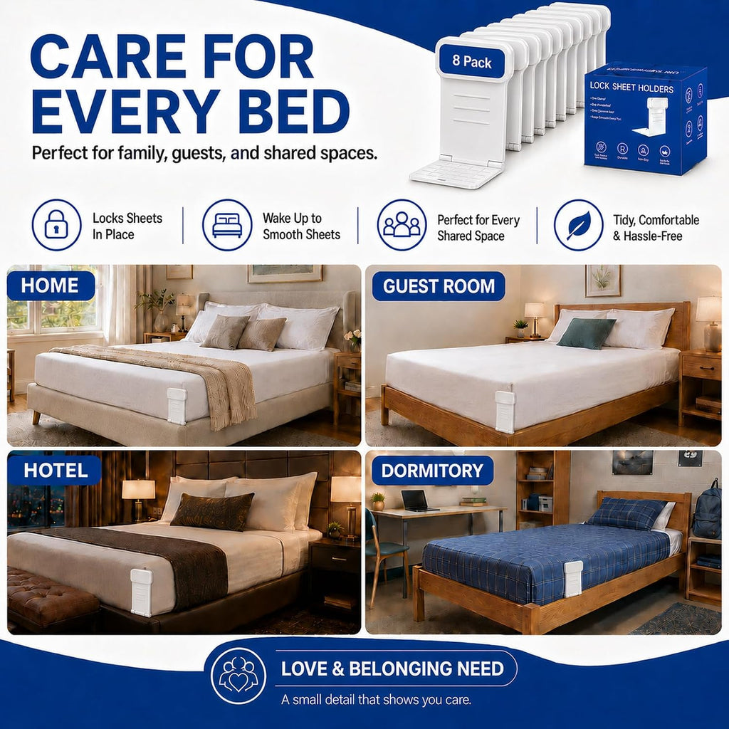 Bed Sheet Holders for Corners, Non-Slip Fitted Sheet Holders, Secure Corner Grippers Keep Sheets Firm & Tight, Easy Install for Fitted Sheets and Mattress Covers
