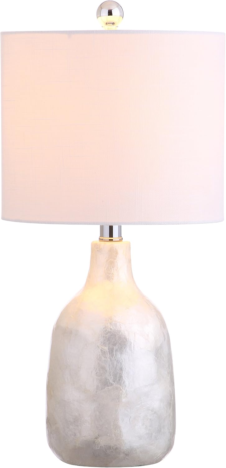 JONATHAN Y Lucille 21" Capiz Seashell Table Lamp, Pearl White