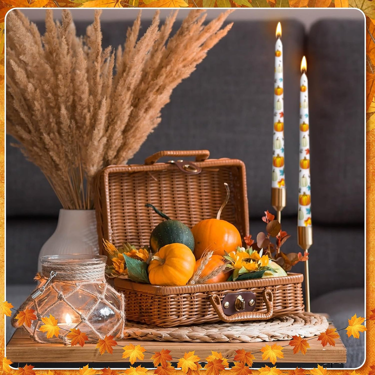 Conelist 6 Pcs Thanksgiving Taper Candles 10" Fall Decorative Taper Candles