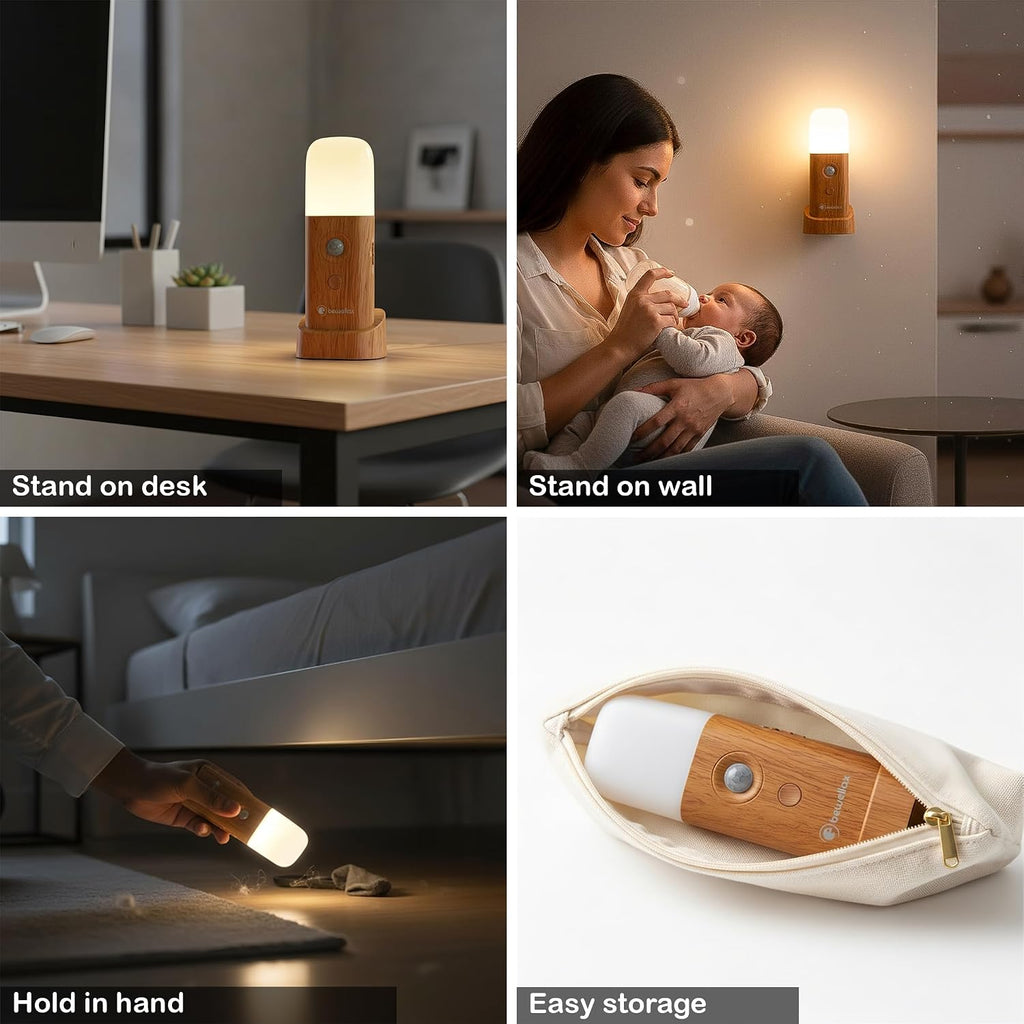Motion Sensor Night Light, Rechargeable Magnetic LED Lamp, 2 Pack