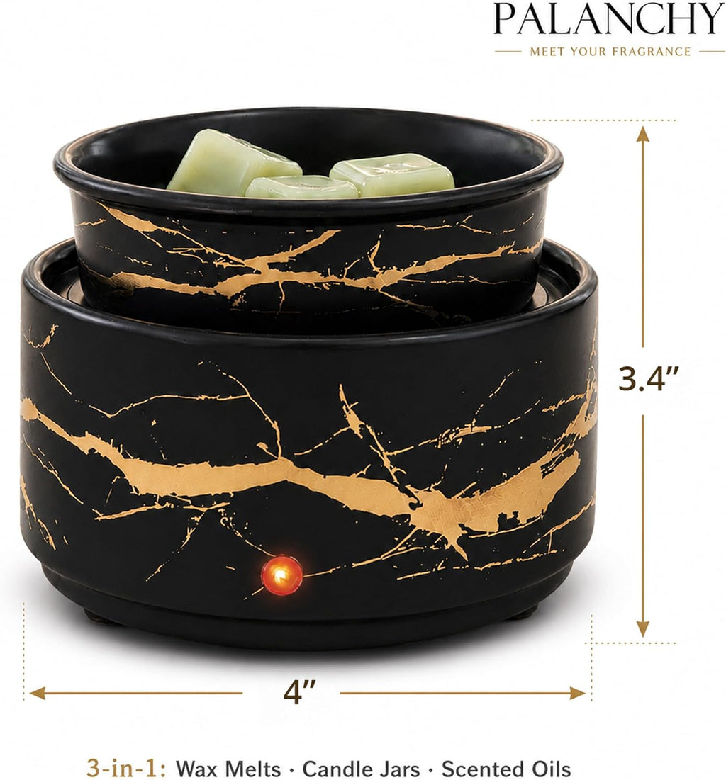 PALANCHY Electric Wax Warmer for Scented Wax Melts Black and Gold Ceramic
