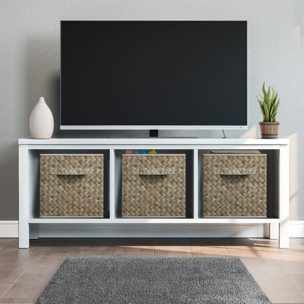 Sorbus 11 x 11 Storage Cubes, Foldable Fabric Bins (4 Pack, Woven Beige)