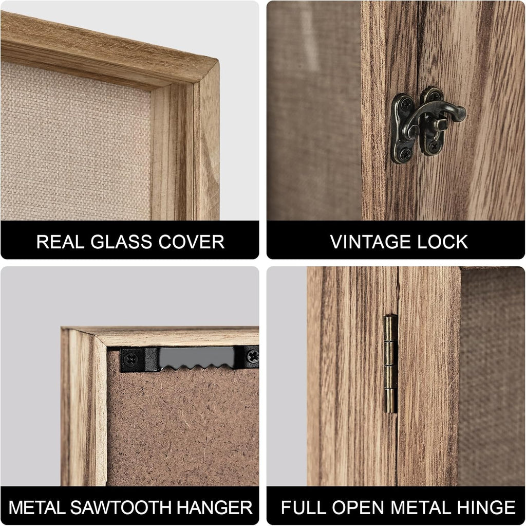 13×16 Shadow Box Frame, Linen Back, Glass Door, Hinge Display Case