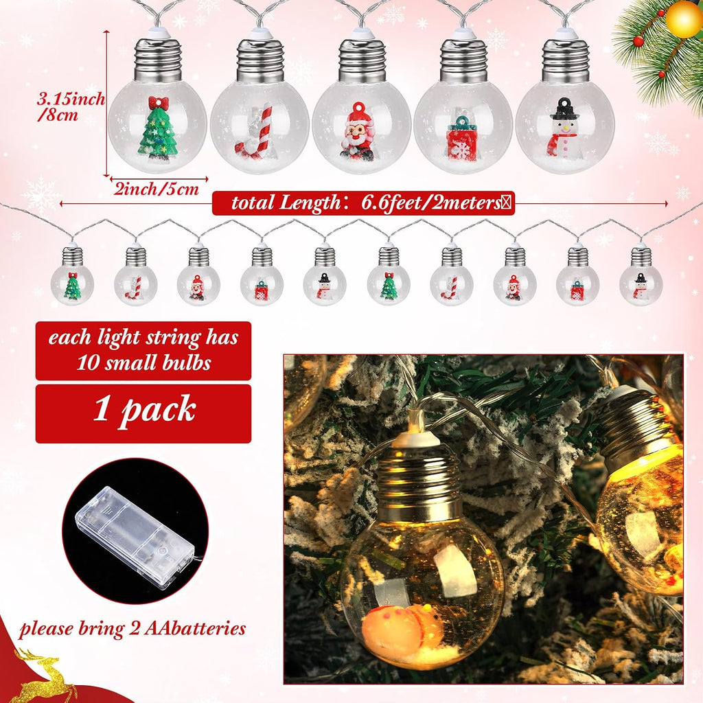 Aurelema 1 Pc Christmas Bulb String Lights Snow Globe Lamp, Warm Light