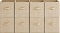 SONGMICS HOME Foldable Storage Cubes Set of 8, Fabric Shelf Organizer Bins with Handles, Closet Storage Boxes for Clothes, 10.4 x 10.4 x 11.2 Inches, Beige