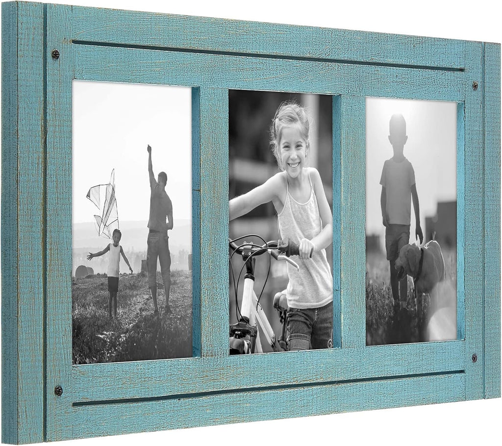Americanflat 4x6 Collage Picture Frame - Rustic Turquoise Blue