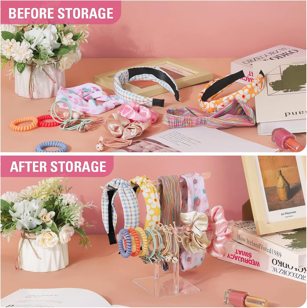 Headband Holder, Scrunchie Holder Acrylic, Clear Hair Ties Stand Organizer