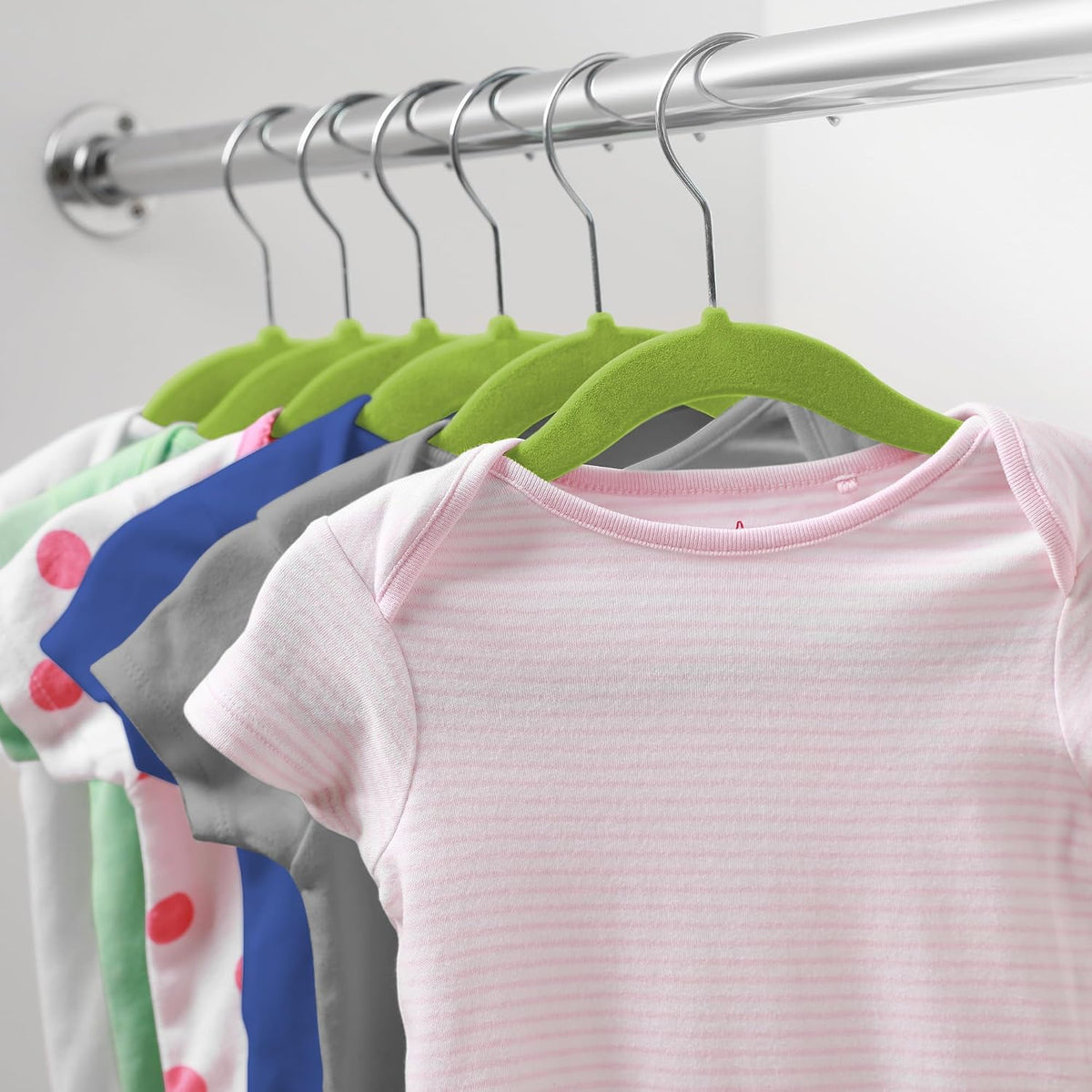 Casafield 100 Velvet Baby Hangers - 11" Size for Infant & Toddler Clothes - Lime Green