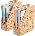 2 Pcs Handwoven Magazine File Holder 11.8'' Foldable Design