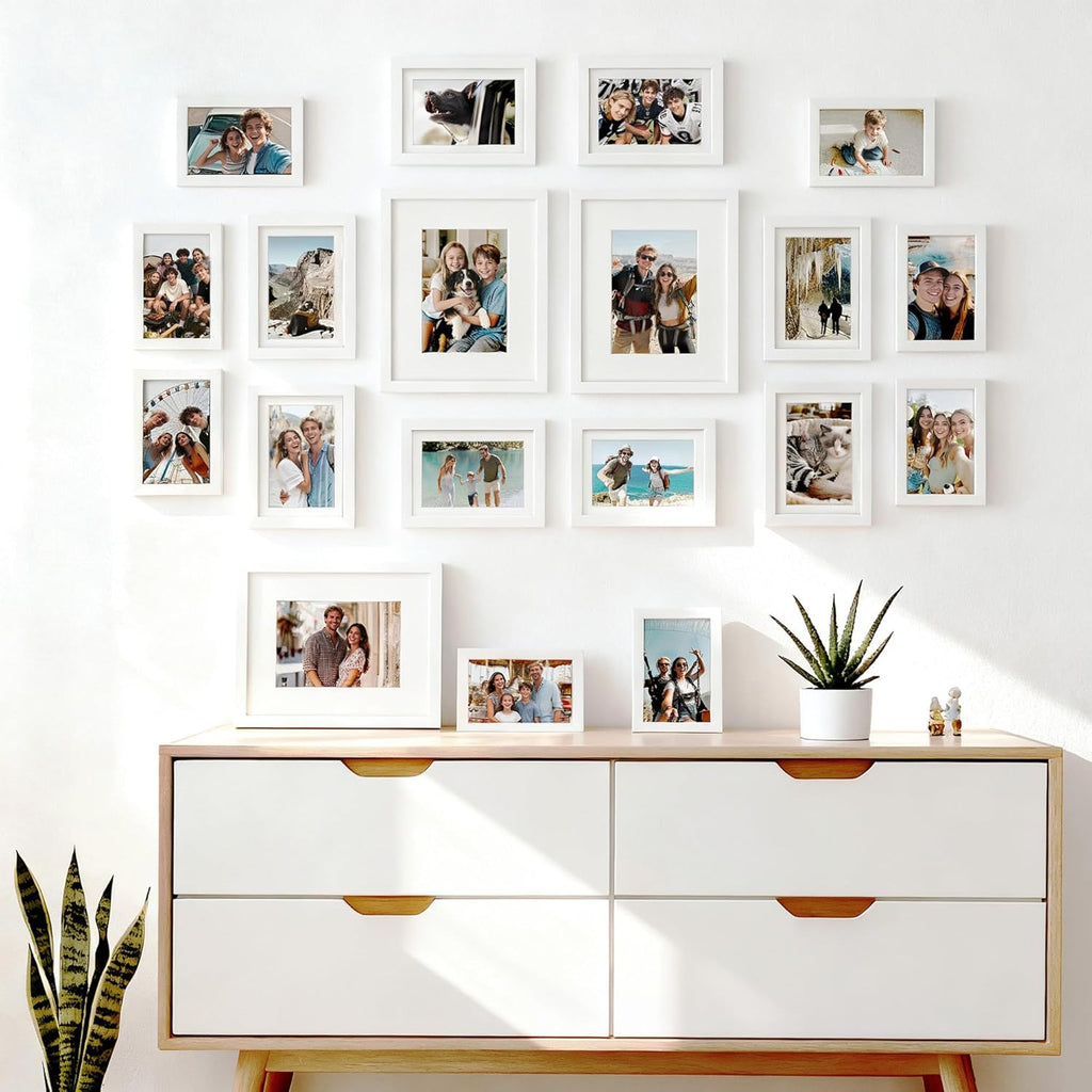 upsimples Picture Frames set of 19, Including 8x10, 5x7, 4x6 White Frame