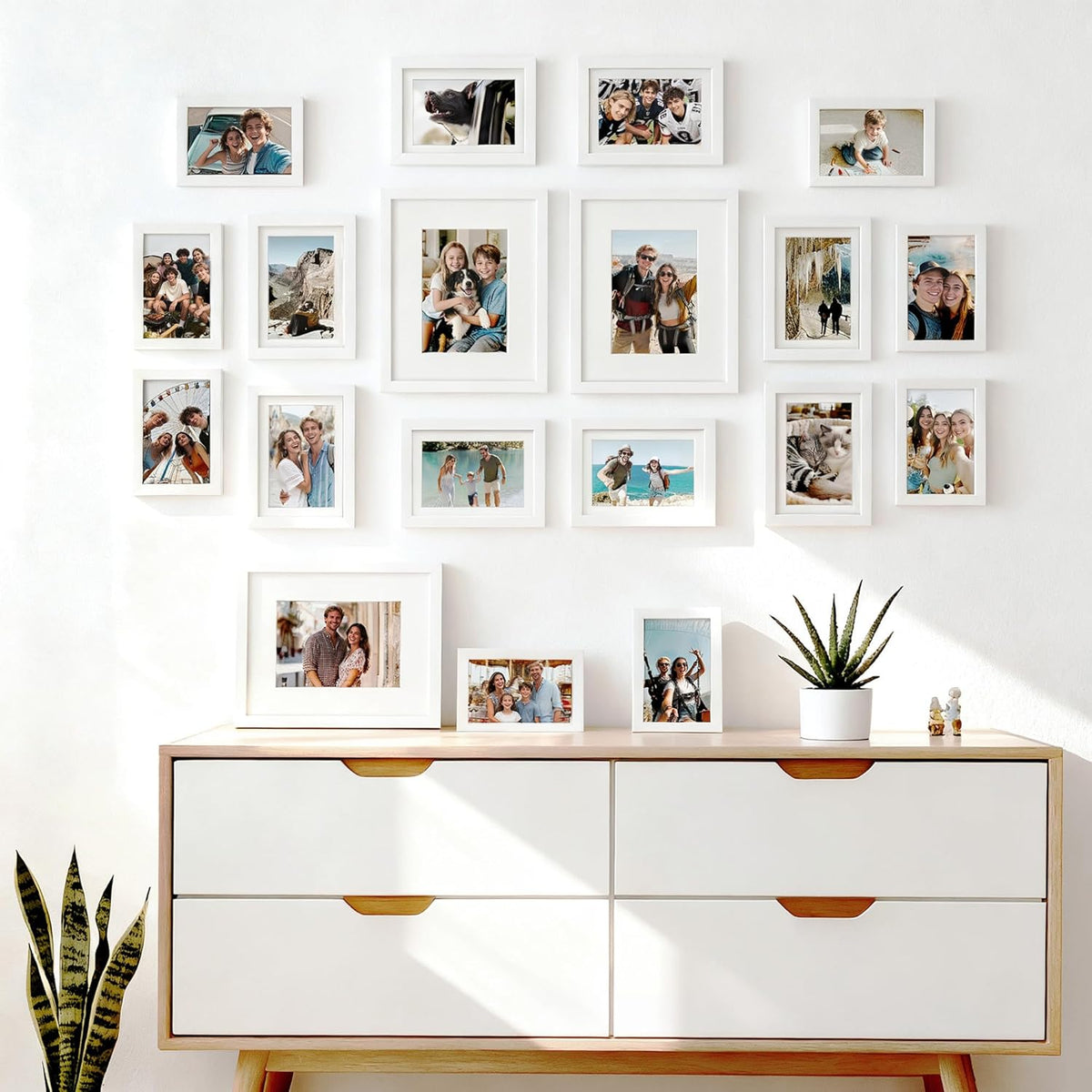 upsimples Picture Frames set of 19, Including 8x10, 5x7, 4x6 White Frame