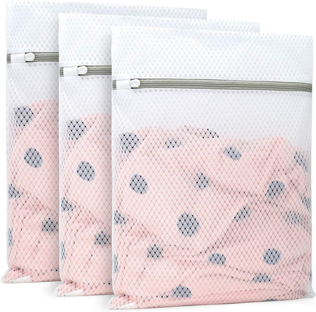 Muchfun 3Pcs Durable Diamond Mesh Laundry Bags for Delicates 12 x 16 Inches