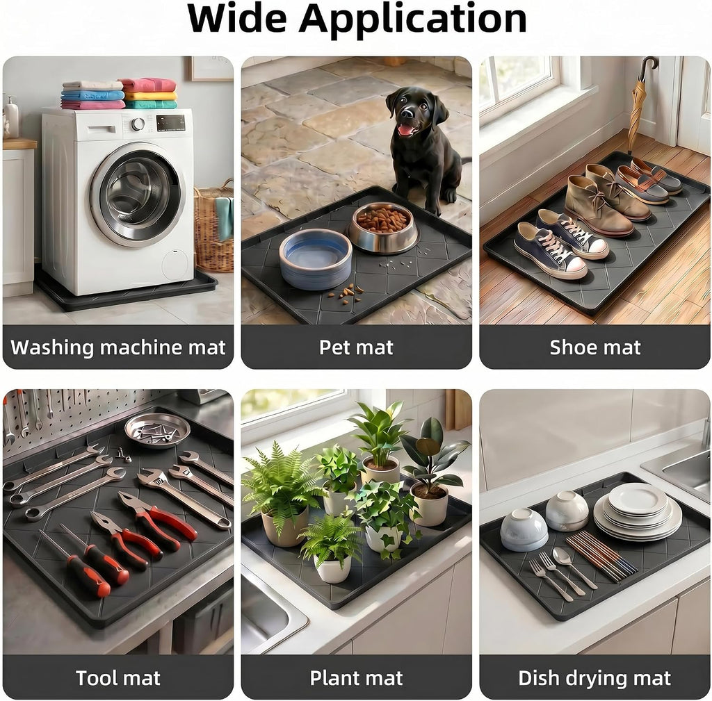 32"x30" Washing Machine Pan Silicone Mat, Upgraded 1" Raised Edges