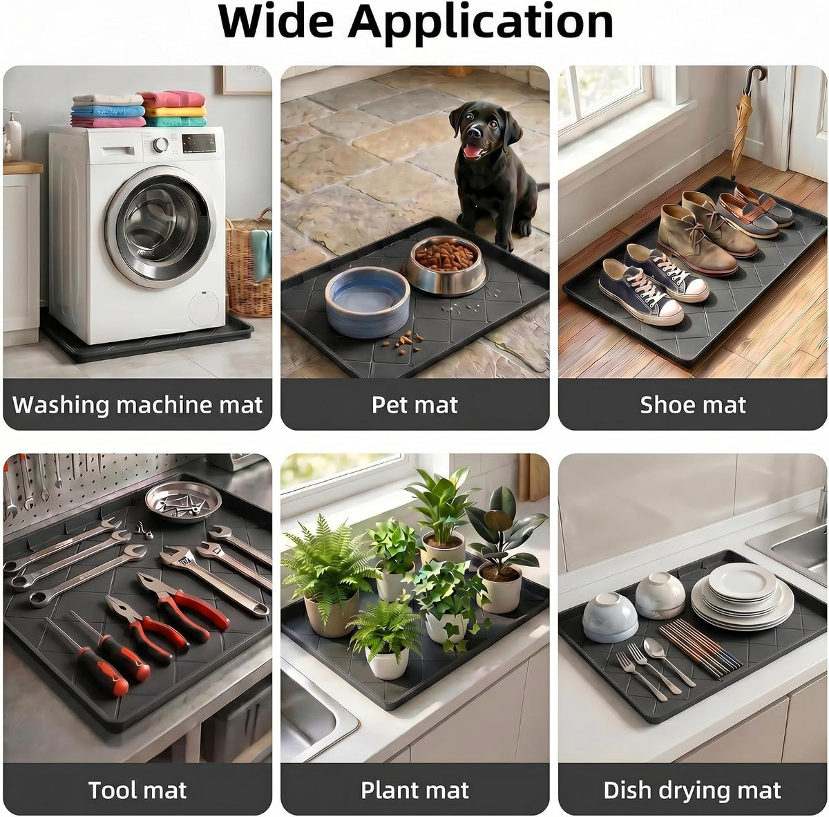 32"x30" Washing Machine Pan Silicone Mat, Upgraded 1" Raised Edges